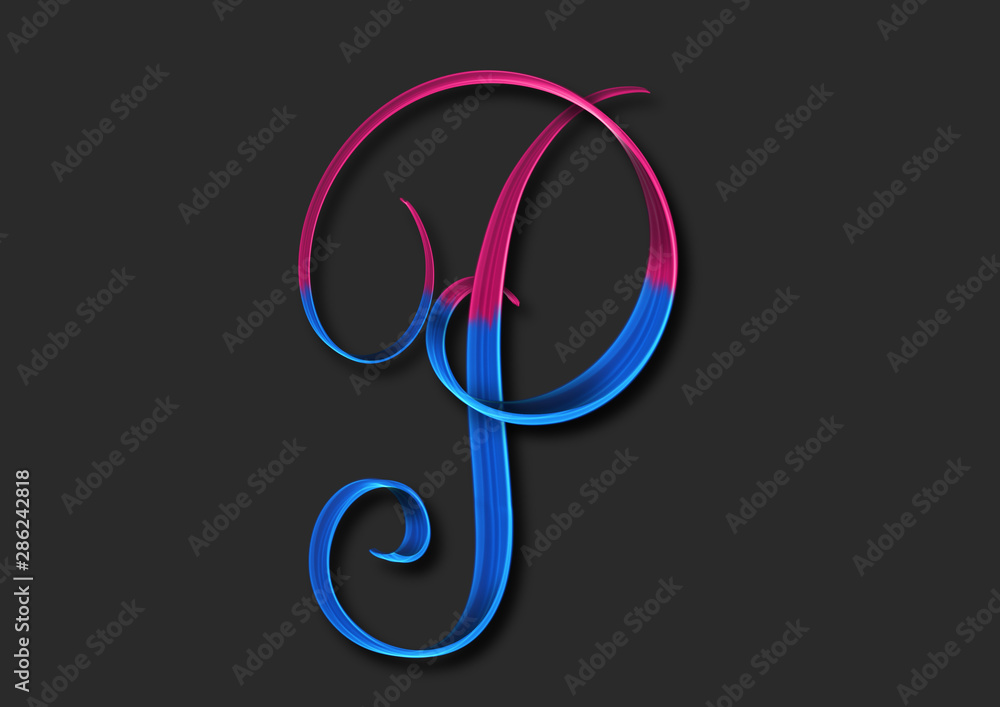 Capital letter P elegant lettering 3d illustration Capital letter P elegant lettering 3d illustration