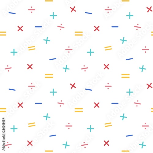 Mathematical symbols seamless pattern background, vector illustration