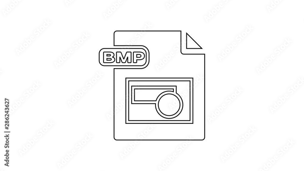 Black BMP file document. Download bmp button line icon on white background. BMP file symbol. 4K Video motion graphic animation Black BMP file document. Download bmp button line icon on white background. BMP file symbol. 4K Video motion graphic animation