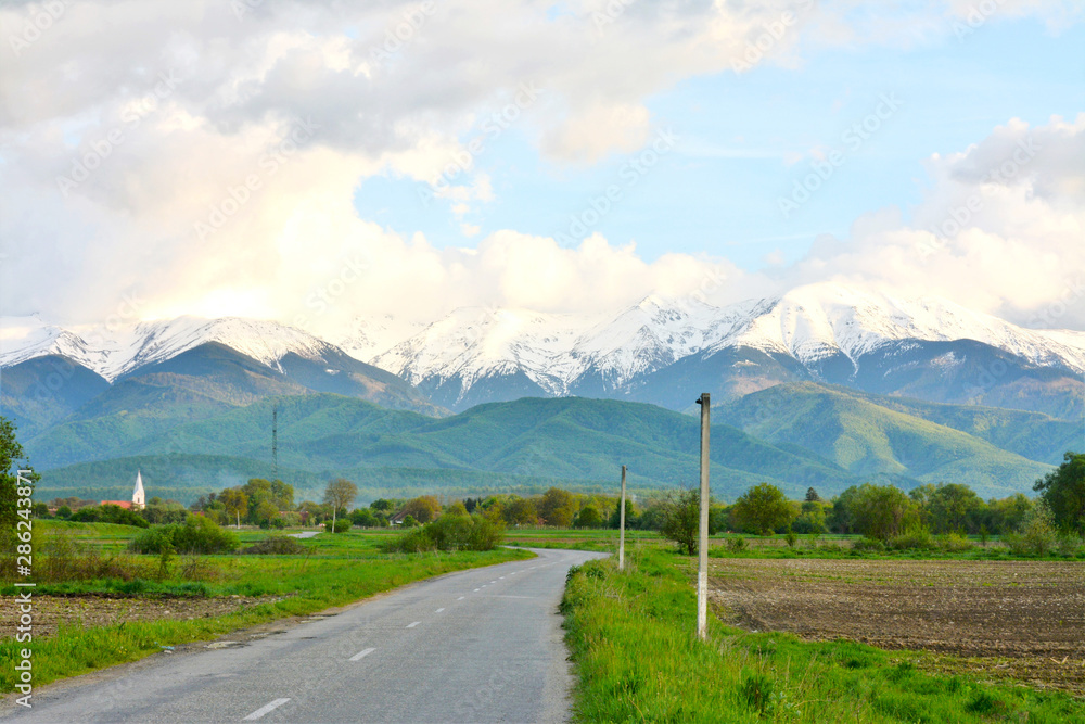 road leading to the Fagaras mountains