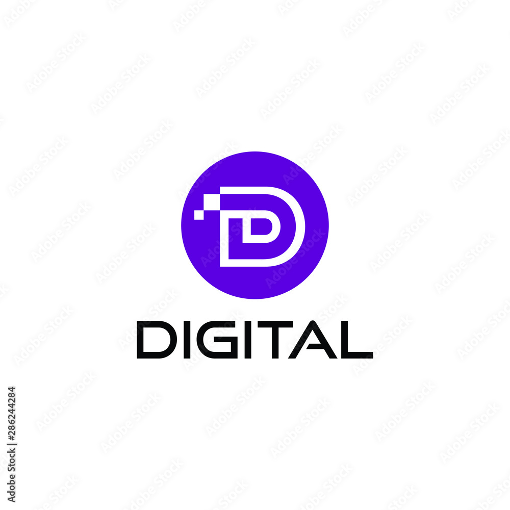 digital logo with letter D symbol ready to use