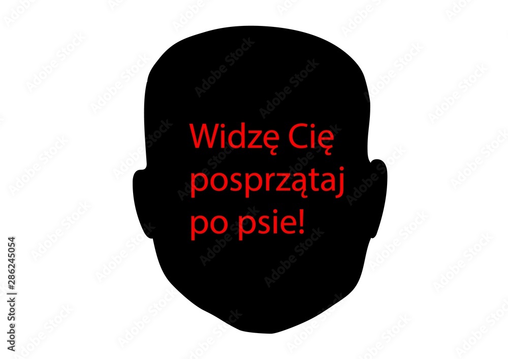 Naklejka premium człowiek, buzia, twarz, informacja, posprzątaj po swoim pupilu, odpowiedzialność, dorosłowść