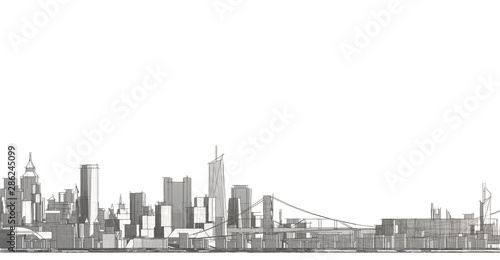 Photography modern city panorama 3d illustration