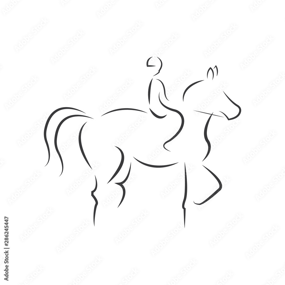 Equestrian sport emblem, logo - black vector design. Equestrian sport emblem, logo - black vector design.