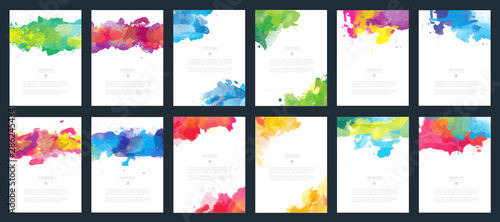 Big set of bright colorful vector watercolor background for poster  brochure or flyer