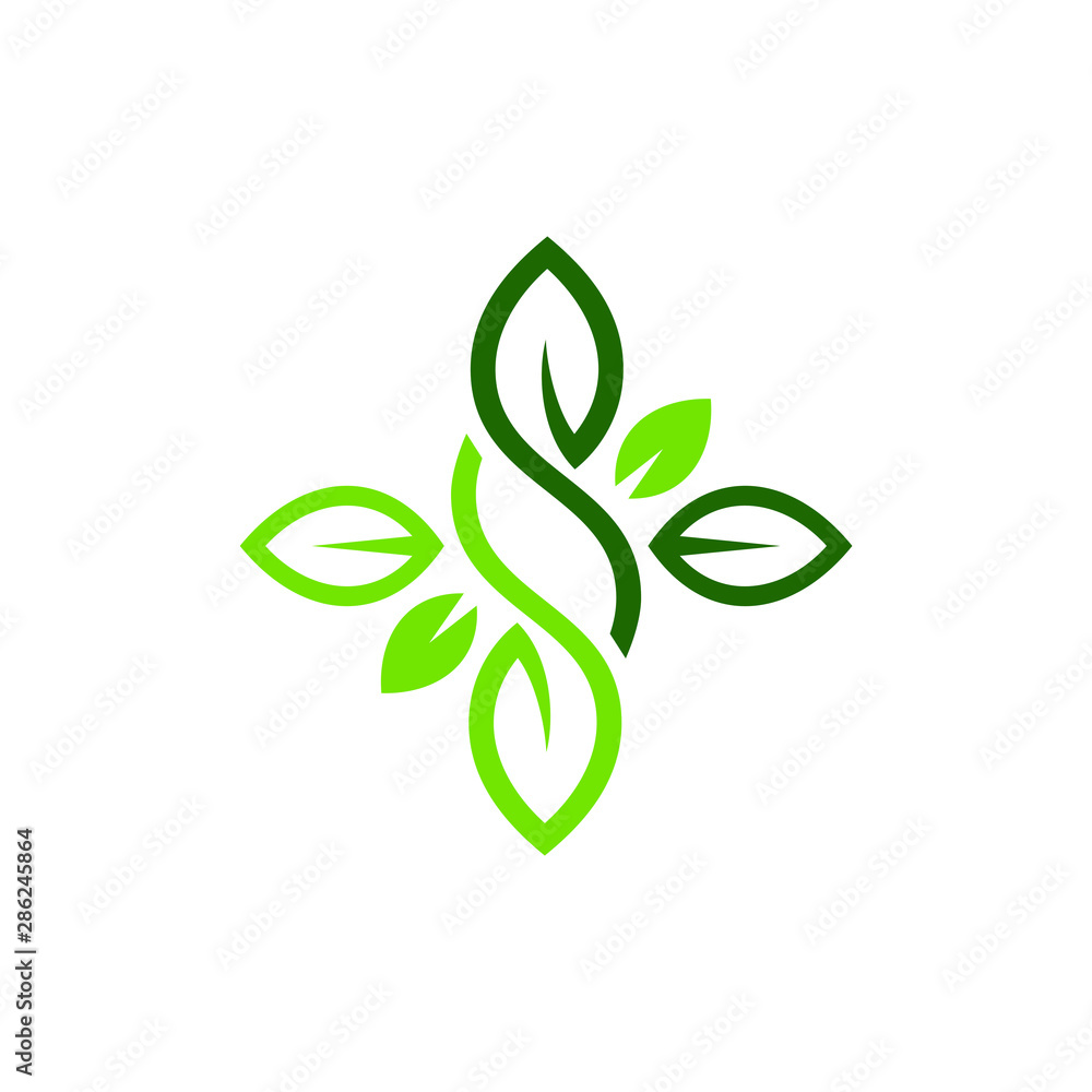 leaf ornament vector with green color ready to use
