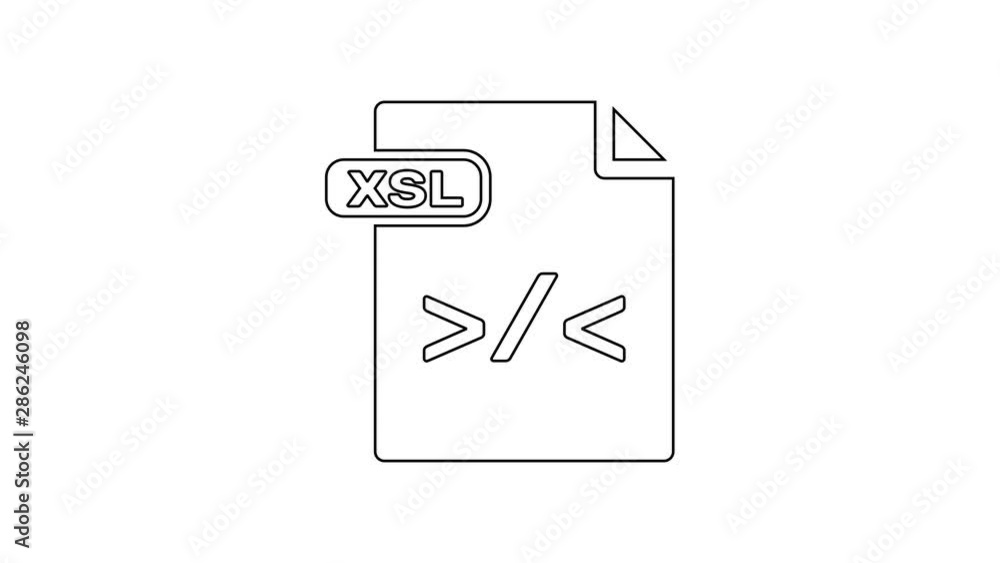 Black XSL file document. Download xsl button line icon on white background. Excel file symbol. 4K Video motion graphic animation Black XSL file document. Download xsl button line icon on white background. Excel file symbol. 4K Video motion graphic animation