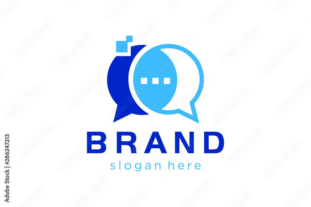 bubble talk logo with blue color ready to use bubble talk logo with blue color ready to use