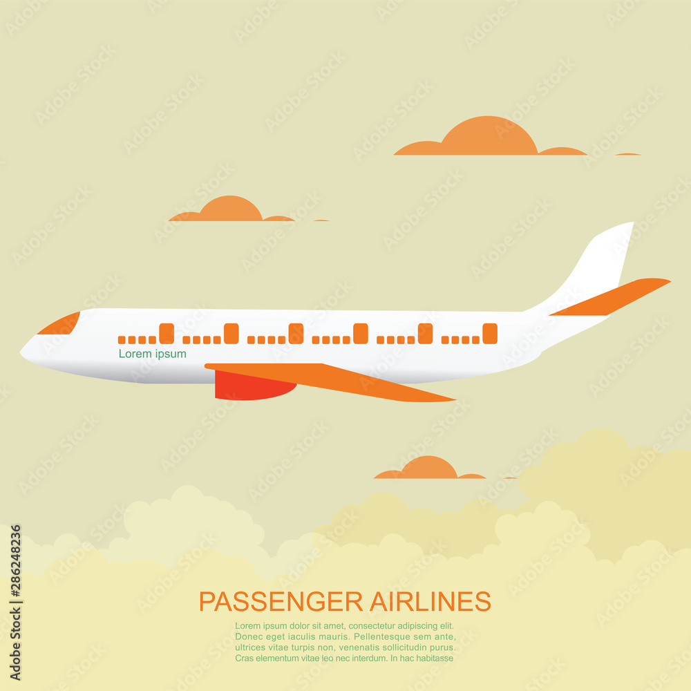 Passenger airlines with airplane.