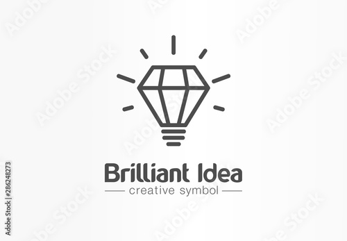 Brilliant idea, light bulb creative symbol concept. Tip, innovate, think, inspire abstract business logo idea. Bright lamp, education icon. Corporate identity logotype, company graphic design tamplate