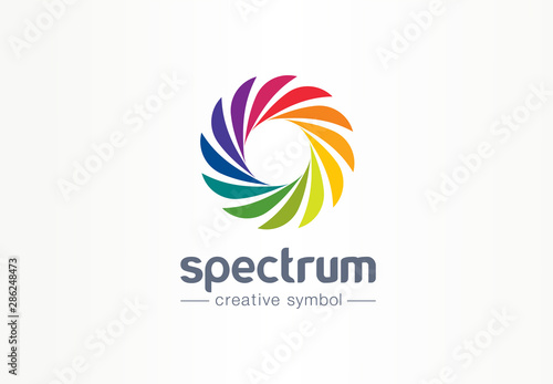 Spectrum, spiral rainbow creative symbol concept. Swirl palette, sunlight mix abstract business logo idea. Colorful circle, gradient icon. Corporate identity logotype, company graphic design tamplate