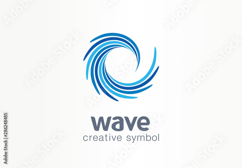 Water wave, aqua, whirlpool creative symbol concept. Blue swirl, clear spiral mix abstract business logo idea. Clean sea, ocean, pool icon. Corporate identity logotype, company graphic design tamplate