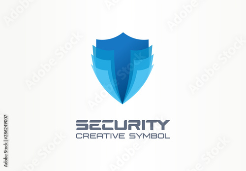 Cyber security shield creative symbol concept. Digital safety, safe, complex protection abstract business logo idea. Total defence icon. Corporate identity logotype, company graphic design tamplate