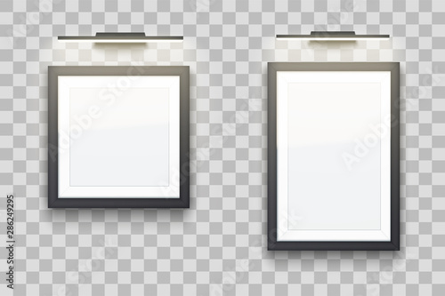 Set of Picture frames with light in gallery