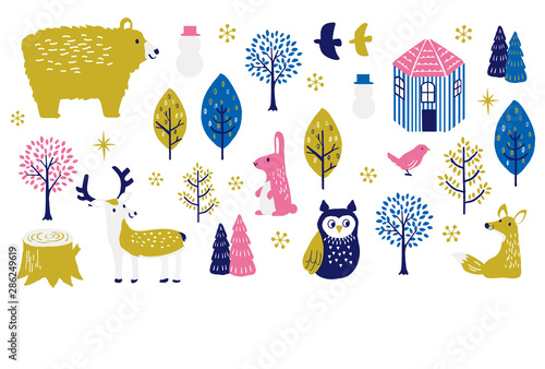 寒中見舞い　冬の動物たち