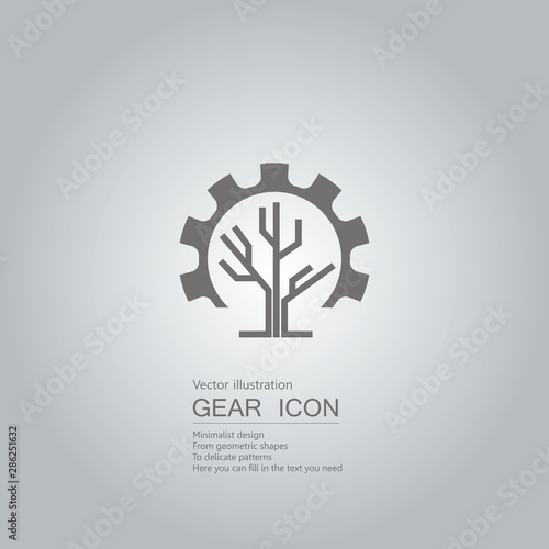 Vector drawn gear icon. The background is a gray gradient.