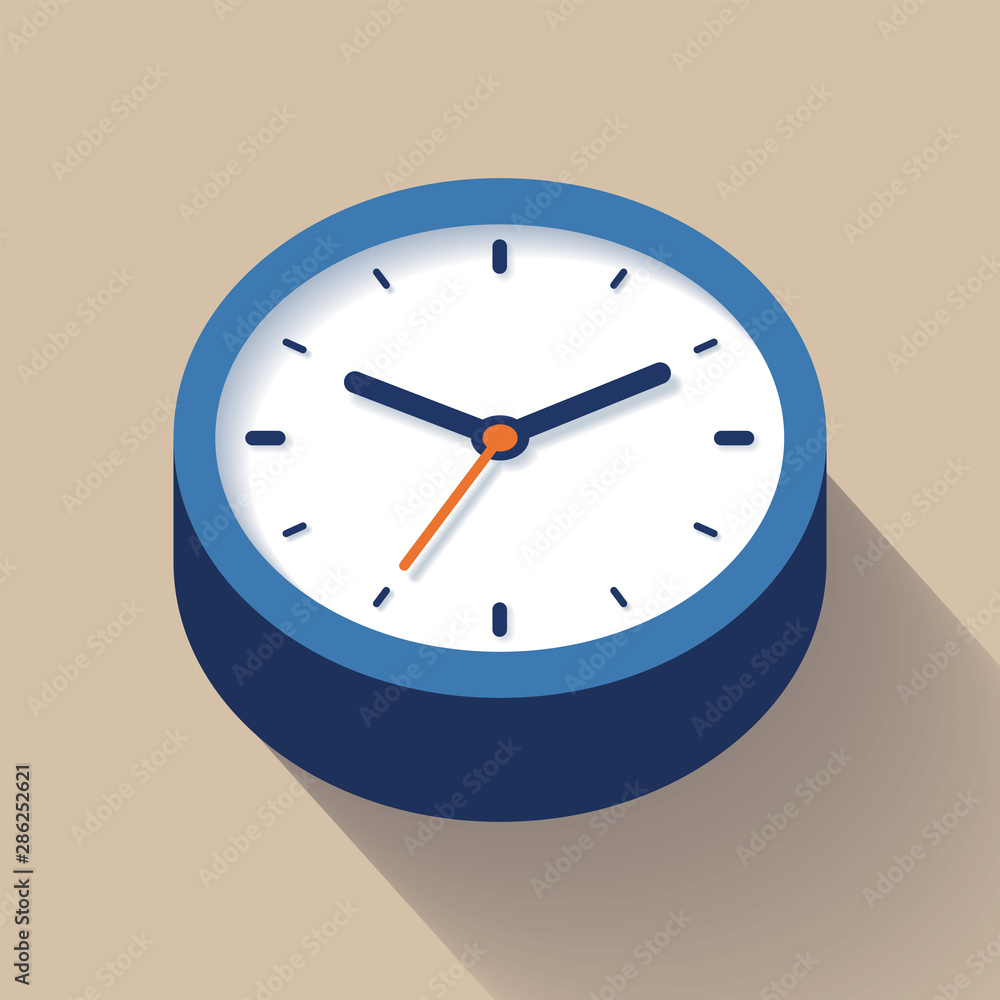 3d Clock icon in flat style, timer on color background. Business watch. Vector design element for you project 3d Clock icon in flat style, timer on color background. Business watch. Vector design element for you project
