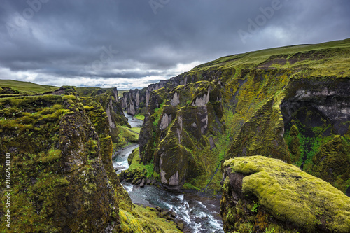 Fjadrargljufur Canyon in south east of Iceland