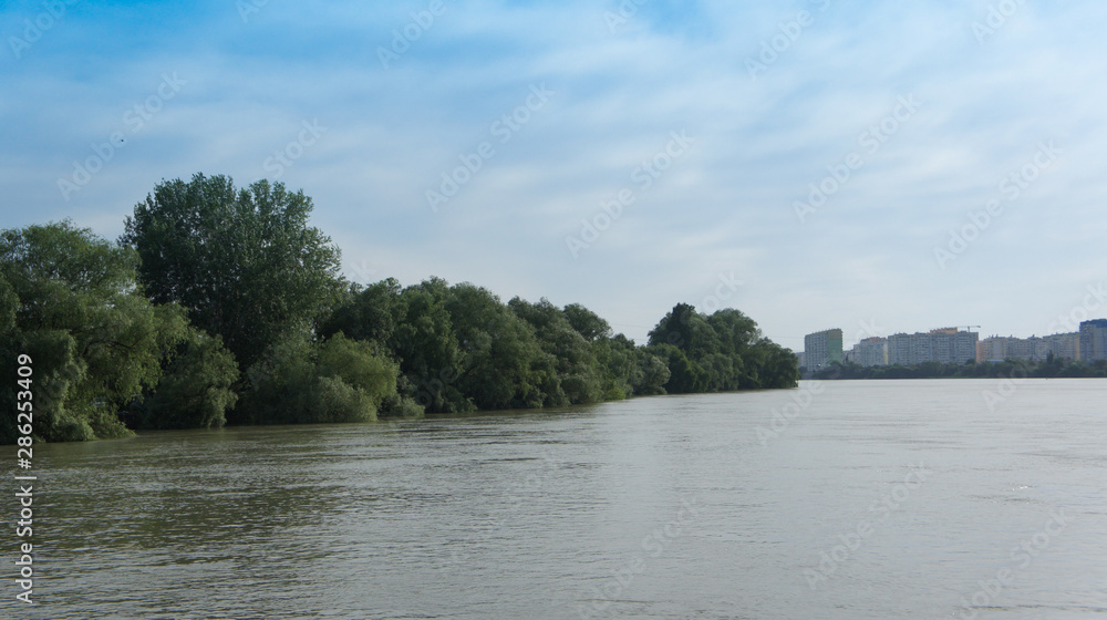 City landscape with views of the Kuban river.