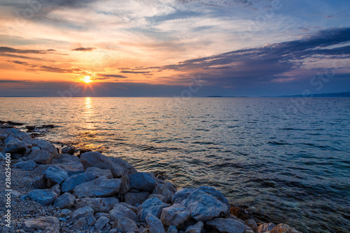 Sunset on the Adriatic sea at Vir island in Croatia, Europe. photo