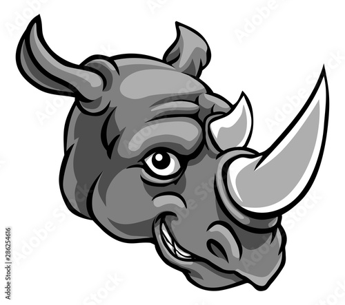A rhino mascot friendly cute happy animal cartoon character