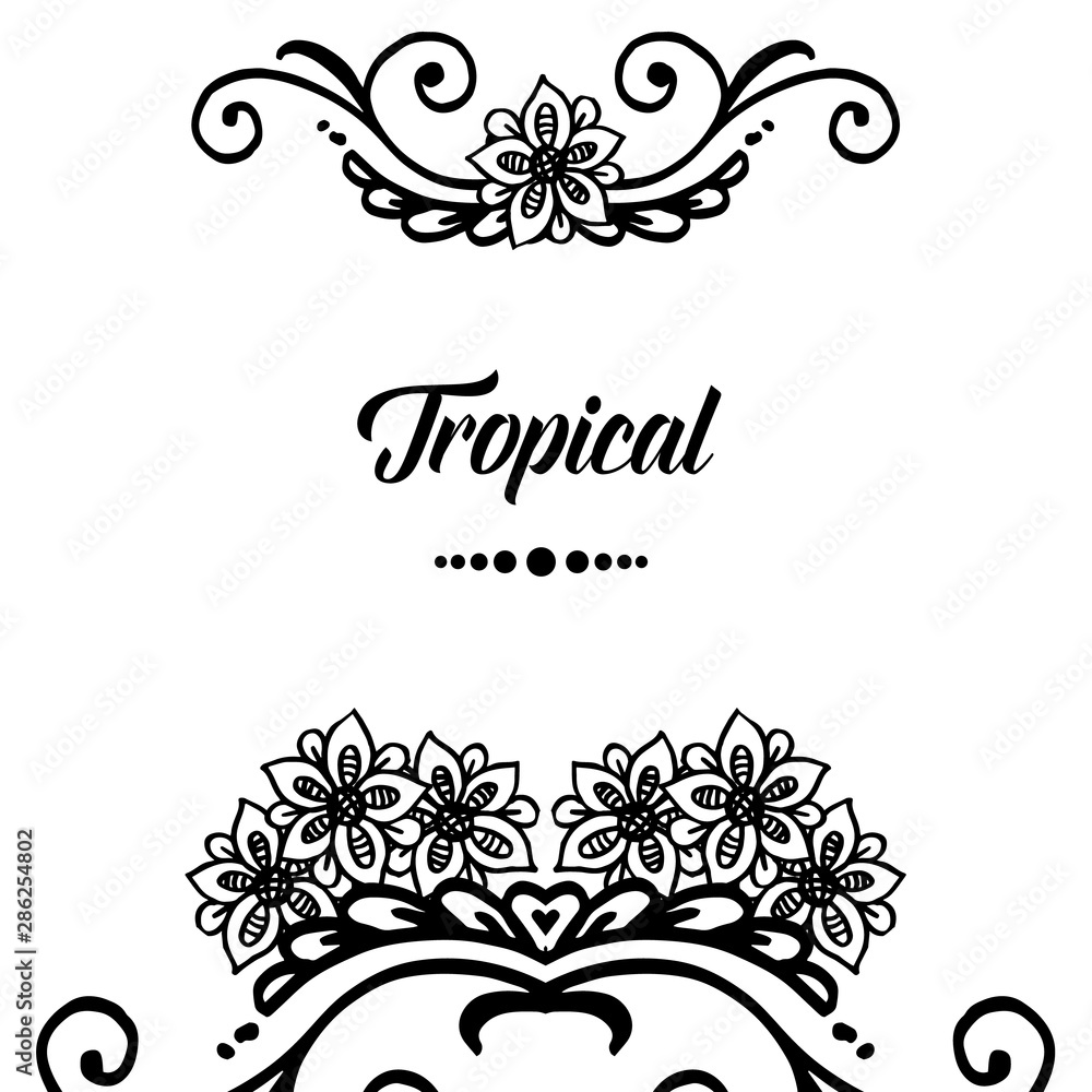 Ornate cards concept tropical, with blossom spring flower frame. Vector