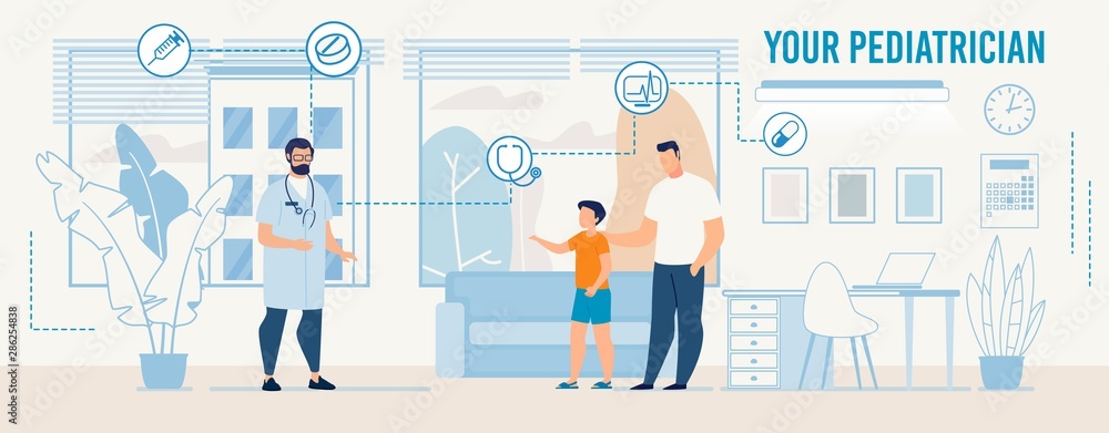 Doctor and Visitors in Modern Pediatrician Office Doctor and Visitors in Modern Pediatrician Office