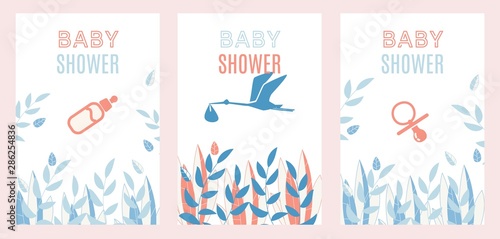 Baby Shower Invitation Simple Design Cards Set