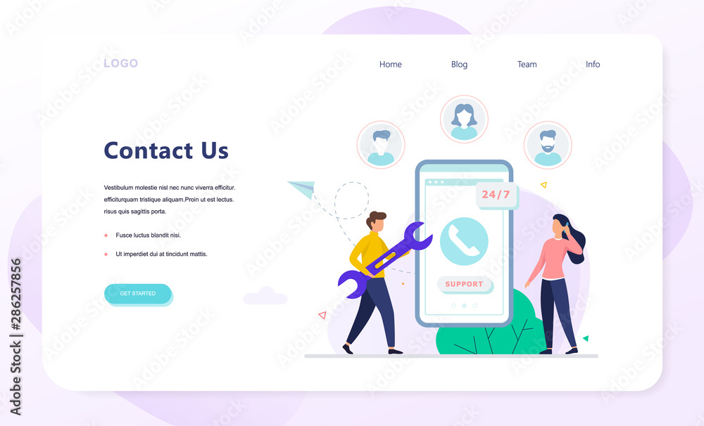 Contact us concept banner. Idea of customer service Contact us concept banner. Idea of customer service