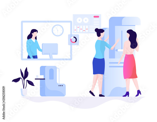 Mammography concept. Breast examination in the clinic