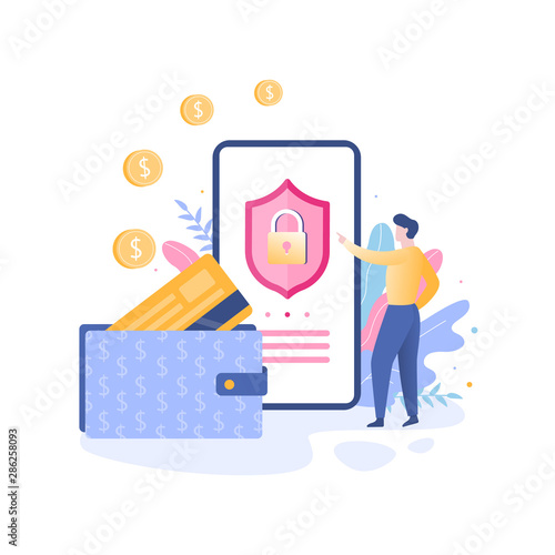Mobile payment protection concept. Secure digital transaction