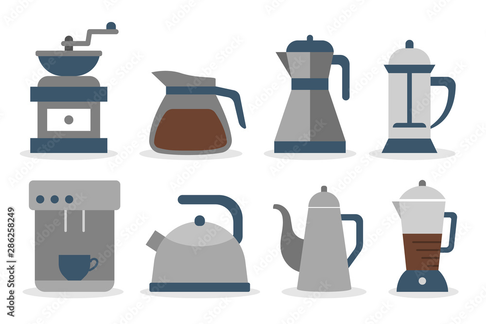 Coffee machine icon set. Collection of coffee making tool. Coffee machine icon set. Collection of coffee making tool.
