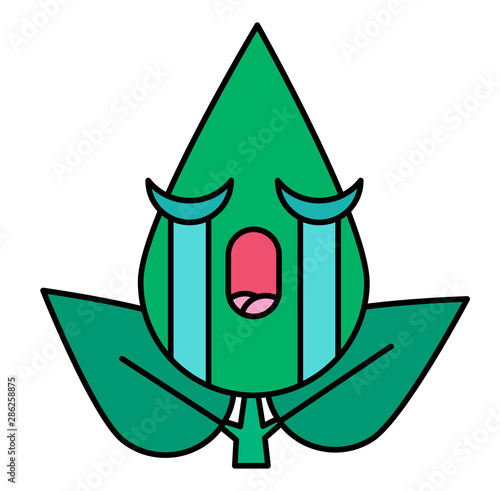 Green leaf grievous emoticon thin line icon