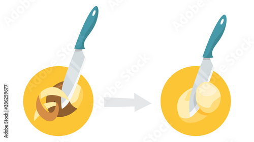 Peel potato concept. Cooking food at home