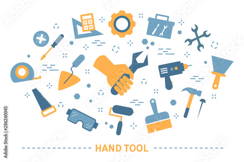 Hand tool set. Collection of equipment for repair