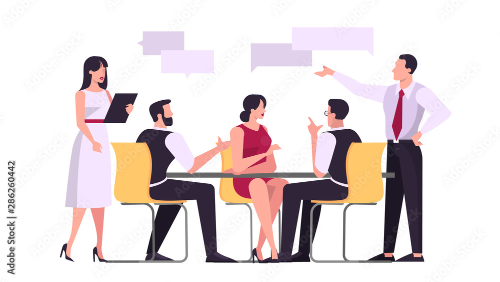 Discussion and brainstorming in team concept illustration Discussion and brainstorming in team concept illustration