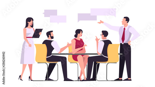Discussion and brainstorming in team concept illustration