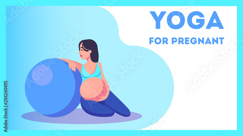 Yoga for pregnant woman web banner concept. Fitness
