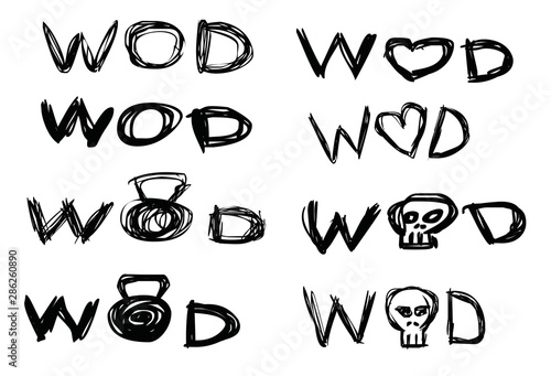W0D  Workout  Ink Brush Style. Vector Word.