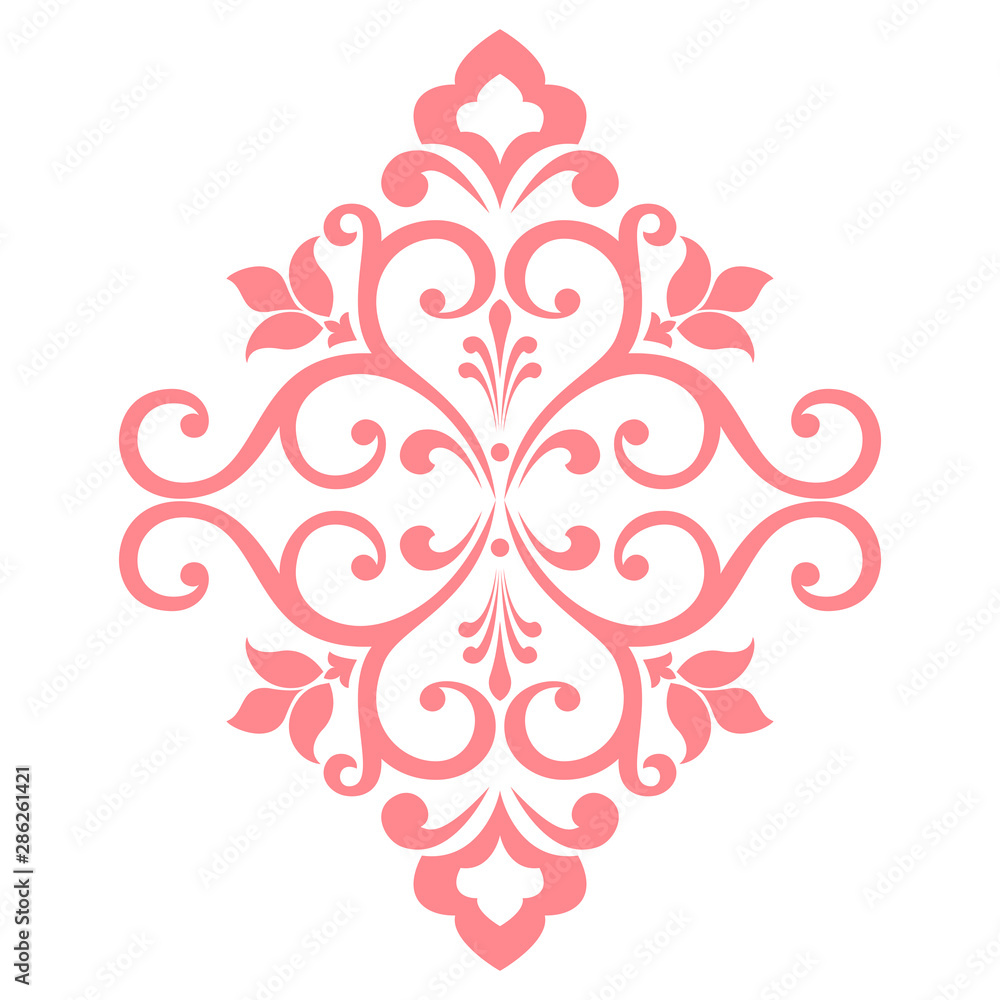 Damask graphic ornament. Floral design element. Pink vector pattern Damask graphic ornament. Floral design element. Pink vector pattern