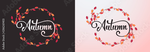 Autumn calligraphy. Seasonal lettering.web banner template.vector illustration