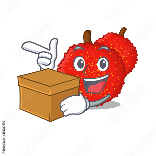 With box sweet bayberry fruit in character shape