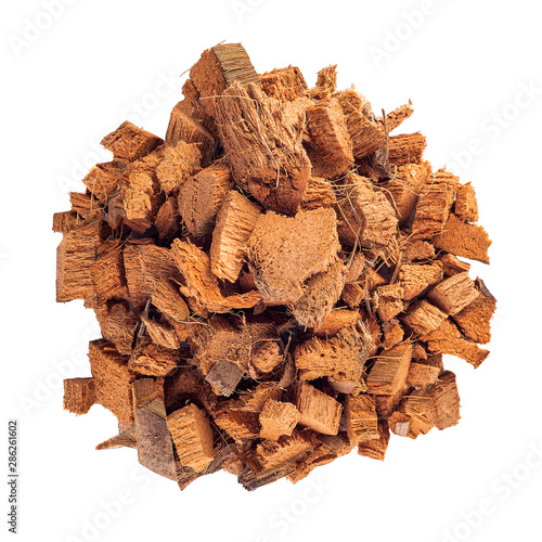 Photography Dry coconut residue isolated on white background