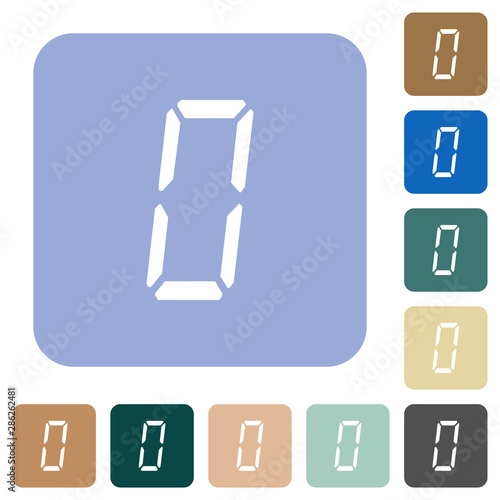 digital number zero of seven segment type rounded square flat icons