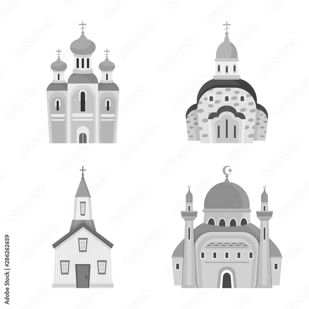 Isolated object of architecture and faith icon. Collection of architecture and traditional stock symbol for web.