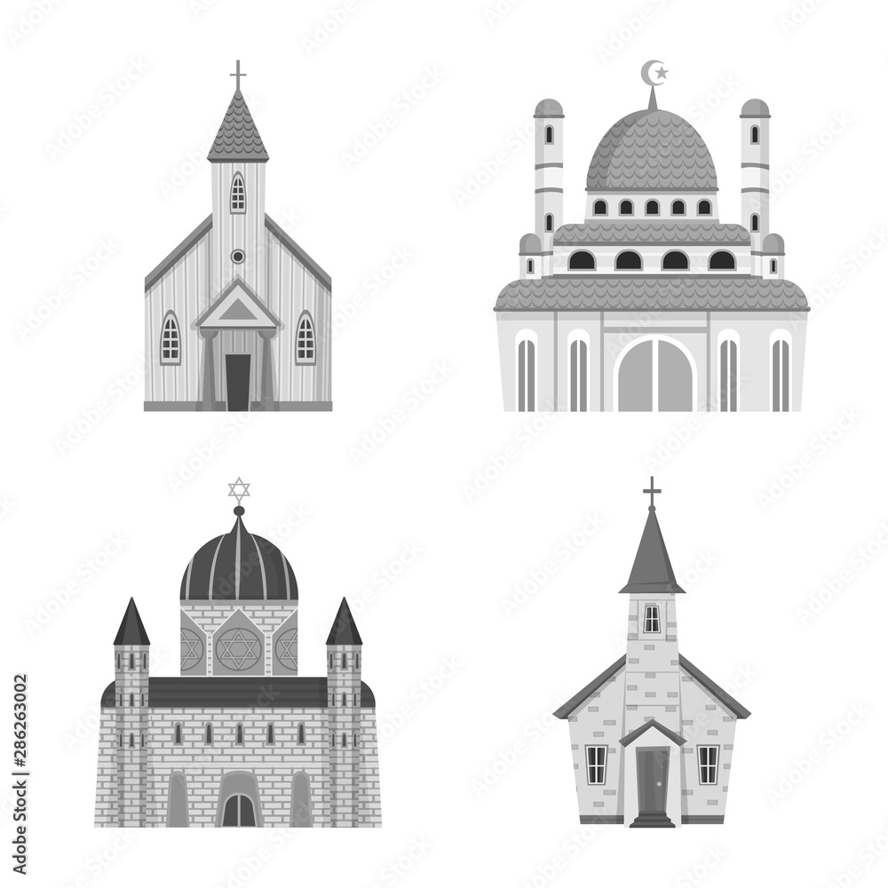 Vector design of architecture and faith symbol. Set of architecture and traditional vector icon for stock.