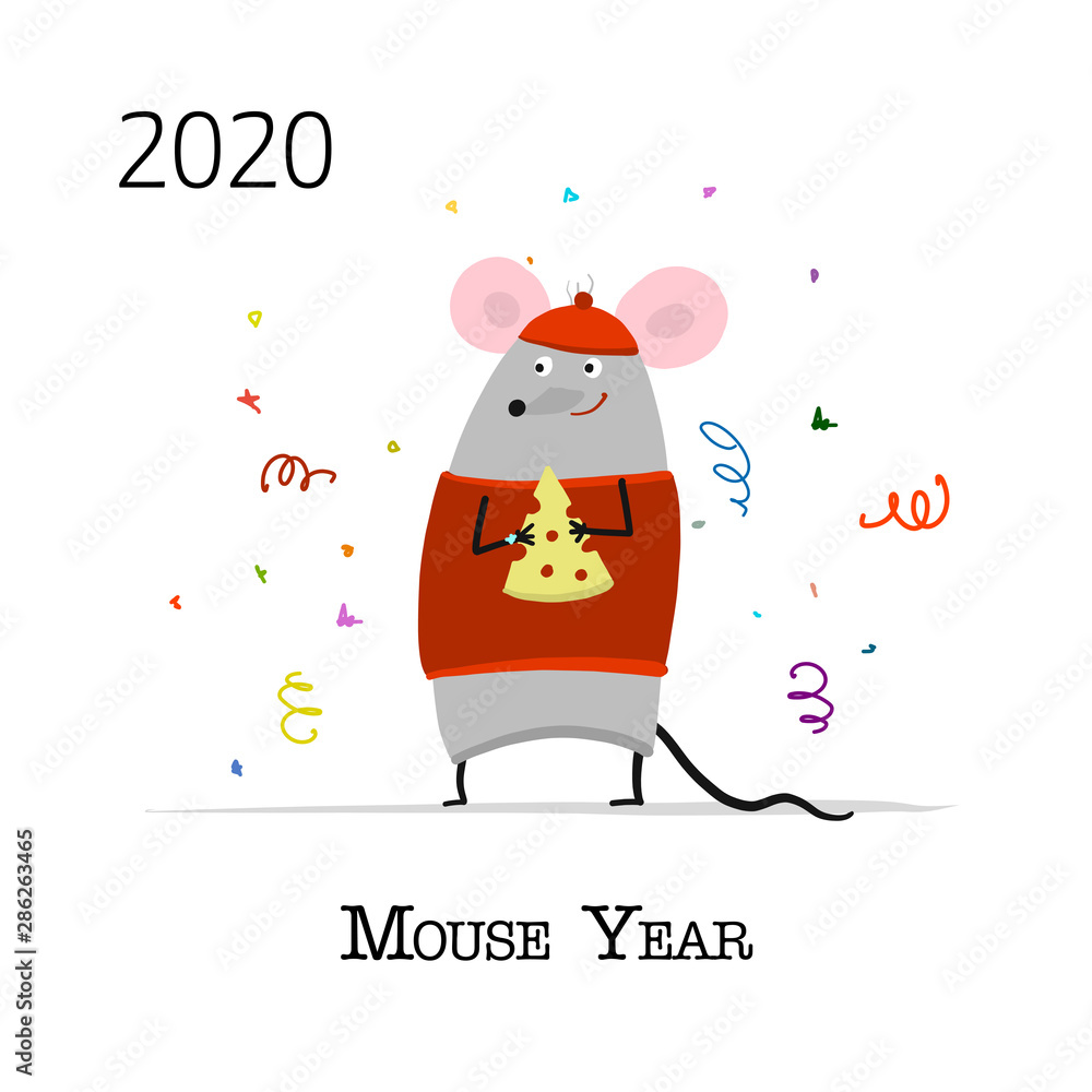 Funny mouse, symbol of 2020 year. Banner for your design Funny mouse, symbol of 2020 year. Banner for your design
