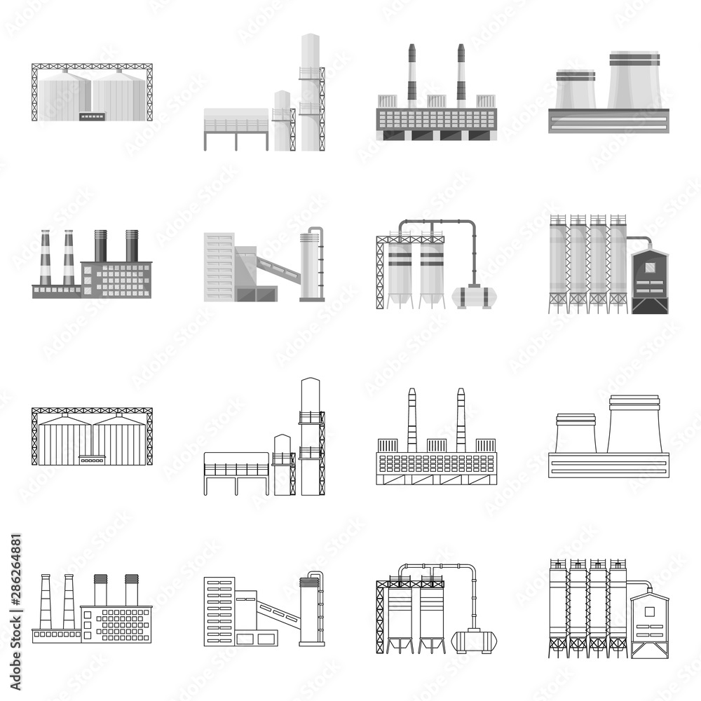 Vector illustration of production and structure symbol. Collection of production and technology vector icon for stock.