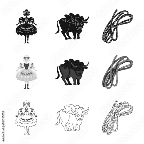 Isolated object of traditional and tour icon. Collection of traditional and landmarks vector icon for stock.