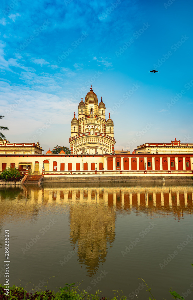 Exterior of The Dakshineswar Kali Temple was founded around the middle of the 19th century by Rani Rashmoni.